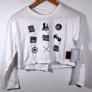 NWT!! Star Wars Long Sleeve Crop Top Darth Vader White‎ Tee | Girls Size 9/10